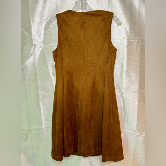 ROZ & ALI Women's Sleeveless Fit And Flare Faux Suede Dress - Picture 3 of 9